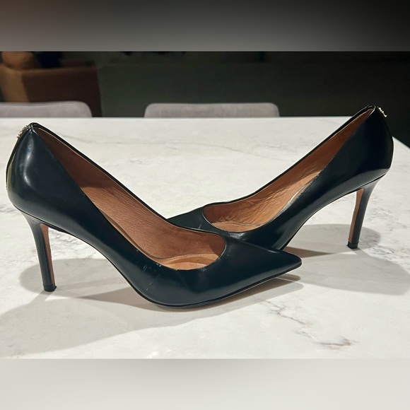 Coach Black Leather Pointed-Toe Pumps - Picture 2 of 5